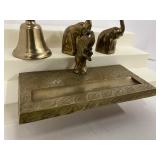 Brass Elephants Lot of 4 Bell, Minatures, Inkwell Plate