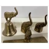 Brass Elephants Lot of 4 Bell, Minatures, Inkwell Plate