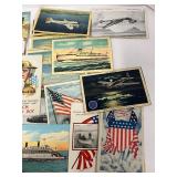 Antique Vintage Postcard Lot Patriotic Military Ships Airplanes Misc
