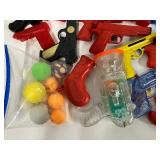 Lot of Vintage Squirt Guns, Dart Guns, Ping Pong K-Gun Large Lot