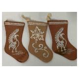 Antique miniature felt Christmas Stockings with Glitter