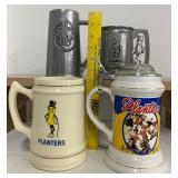 Lot of Planters Peanuts Mr. Peanut Beer Steins