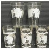 Lot of 5 Vintage Elephant Drinking Glasses