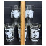 Lot of 5 Vintage Elephant Drinking Glasses