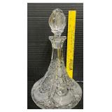 Cut Crystal Ships Decanter Heavy Crystal with Stopper