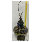 Midcentury Hollywood Regency Iridescent Carnival Glass Lamp