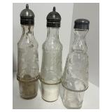 Antique Silver Plated Cruet Set with bottles with Bird Motif