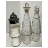 Antique Silver Plated Cruet Set with bottles with Bird Motif