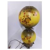 Antique Handpainted Lamp Converted to Electricity Gone with the Wind Style Lamp Hurrican Lamp