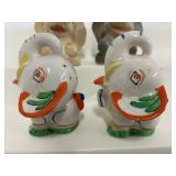 Two Sets of Elephant Salt and Pepper Shakers Ceramic and Porcelain Vintage Shakers