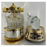 Blown Glass Elephant Music Boxes Lot of 2