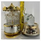 Blown Glass Elephant Music Boxes Lot of 2