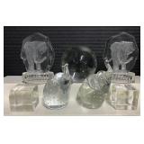 Lot of 7 Clear Crystal Elephant Figures Paperweights Decor