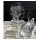 Lot of 7 Clear Crystal Elephant Figures Paperweights Decor