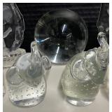 Lot of 7 Clear Crystal Elephant Figures Paperweights Decor