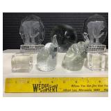 Lot of 7 Clear Crystal Elephant Figures Paperweights Decor