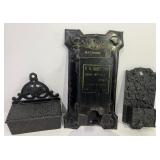 Lot of 3 Cast Iron and Tin Match Holders Antique Vintage