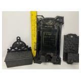 Lot of 3 Cast Iron and Tin Match Holders Antique Vintage