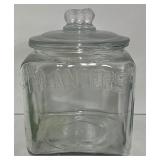 Planters Peanuts Square Glass Jar Embossed Display Jar 1930