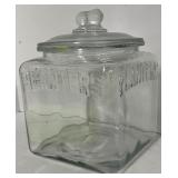 Planters Peanuts Square Glass Jar Embossed Display Jar 1930