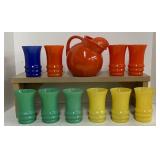 Vintage Anchor Hocking Rainbow Ball Tilt Pitcher and Tumblers