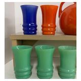 Vintage Anchor Hocking Rainbow Ball Tilt Pitcher and Tumblers