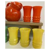 Vintage Anchor Hocking Rainbow Ball Tilt Pitcher and Tumblers