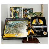 Lot of Green Bay Packers Collectibles, Puzzle, Magazines, Brett Favre Danbury Mint 8PC