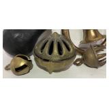 Brass Incense Burner, Elephant Claw Bells and Horn