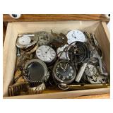 Wood Jewelry/Dresser Case with Drawers-Filled with Watch Parts
