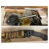 Wood Jewelry/Dresser Case with Drawers-Filled with Watch Parts