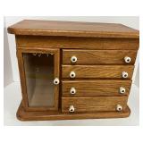 Wood Jewelry/Dresser Case with Drawers-Filled with Watch Parts