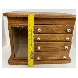 Wood Jewelry/Dresser Case with Drawers-Filled with Watch Parts