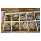 Wood Jewelry/Dresser Case with Drawers-Filled with Watch Parts