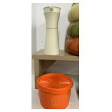 Vintage Retro Kitchen Lot Oranges Avocado Green Harvest Yellow Pagoda Stacking Canister Set