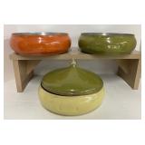 Vintage Retro Kitchen Lot Oranges Avocado Green Harvest Yellow Pagoda Stacking Canister Set