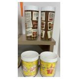 1970s Thermo-Serv Insulated Tumblers "Food Shopper Showcase" and Vintage Spaghetti-O