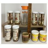 1970s Thermo-Serv Insulated Tumblers "Food Shopper Showcase" and Vintage Spaghetti-O