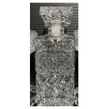 Crystal Decanter and Set of 2 Crystal Candleholders