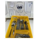 Corelle 60th Anniversary 4 PC Set NEW in Box and MCM Midcentury Modern Oneida Flatware
