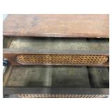 Vintage Spool Cabinet with Two Drawers Cane Front