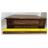 Vintage Spool Cabinet with Two Drawers Cane Front