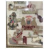 Large Antique Needlework Framed Sampler 1800