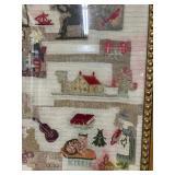 Large Antique Needlework Framed Sampler 1800