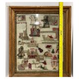 Large Antique Needlework Framed Sampler 1800