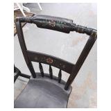 Set of Two Vintage Chairs Petite Ladder Back Chairs Stenciled Floral Farmhouse Chair