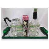 Vintage Kent Delux Coffee Set with MIrrored Tray and Bakelite Handles with Original Box