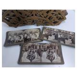 Antique Victorian Letter Holder or Canterbury Holder with Stereoview Cards Victorian Era, Soldiers