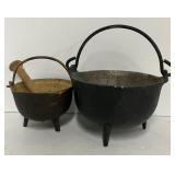 Pair of Small Vintage Cast Iron Cauldrons