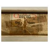 Antique Player Piano Paper Music Roll in Box and Vintage Instruments Brass Cymbols Trombone